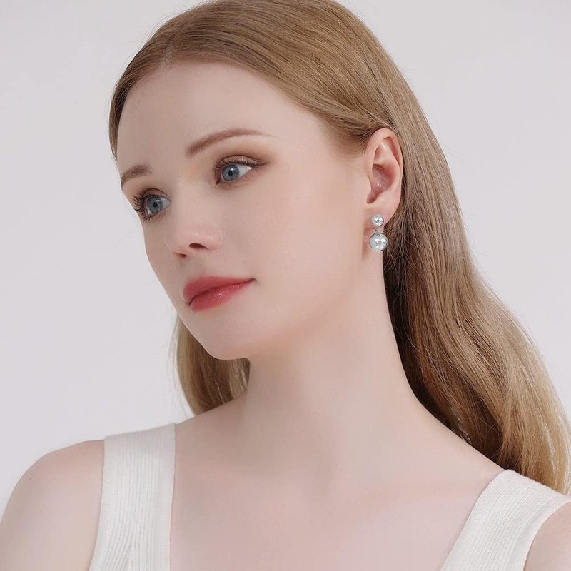 Surrounded Forest Store Double Ball Jacket Earrings for Women Front Back 2 in 1 Stud Earrings Pearl Ball Earrings - Image 4